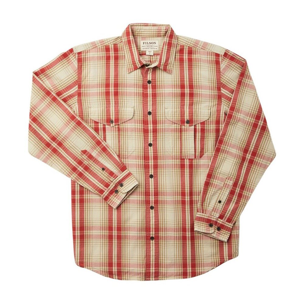 Filson Red and Cream Plaid Button-Down Shirt
